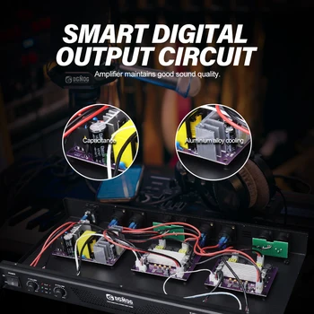 DJ Power Amplifier 4 Channel Lightweight Amplifier 1U 8 Ohm 100W 4 Ohm 200W Suitable for Small Stage Performance Karaoke DGNOG 3