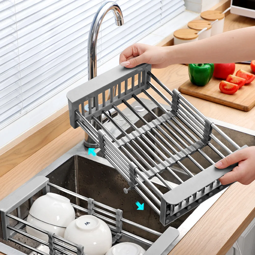 Stainless Steel Tableware Rack Storage Adjustable Dish Drainer Rack  Scalable Dish Drying Rack Scratch Proof for Home Accessories