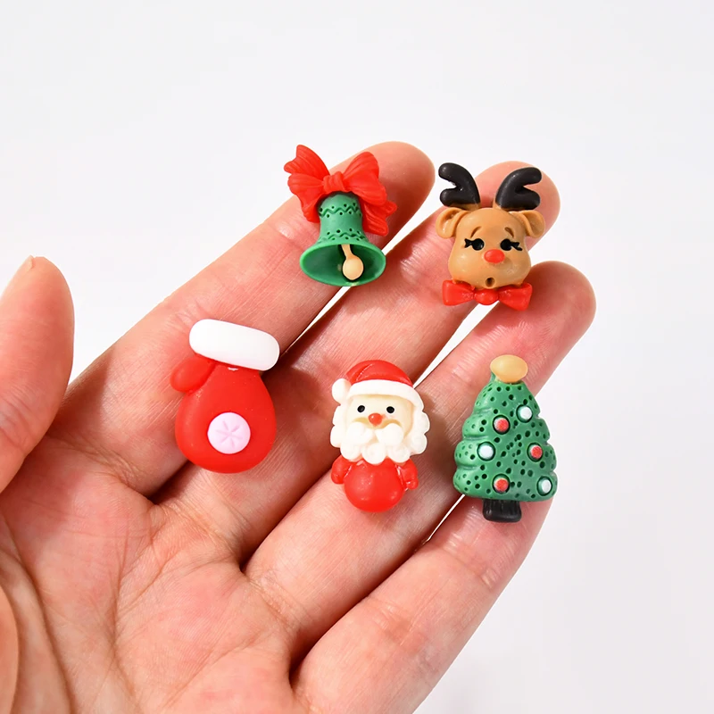 10/20pcs Christmas Mix Resin Crafts Ornament Mini Santa Claus Xmas Tree Figurine DIY Decorations New Year Gifts Party Supplies