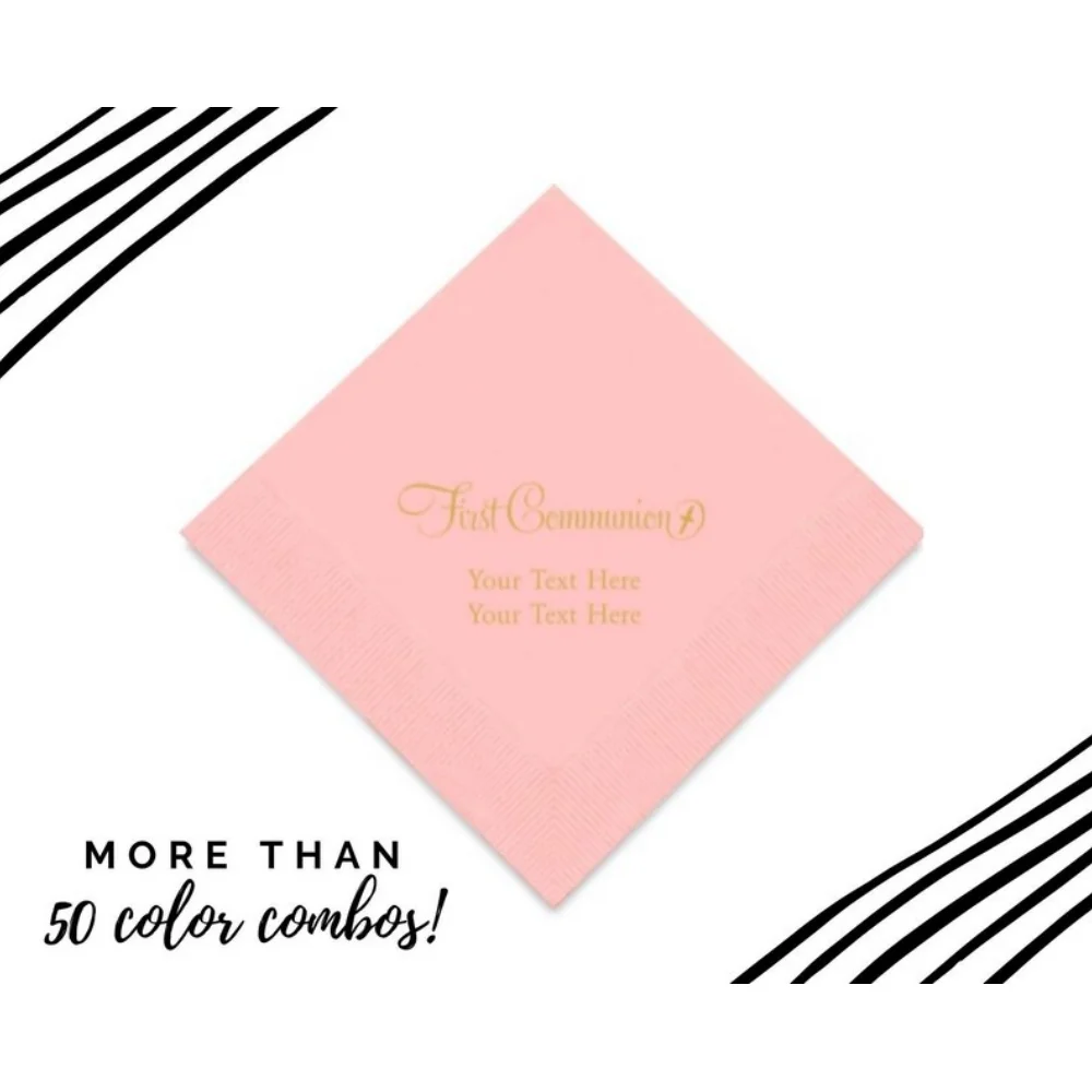 

50 Pcs First Communion Personalized Napkins - Communion - Milestone - Luncheon - Cocktail - Banquet - Printed Napkins