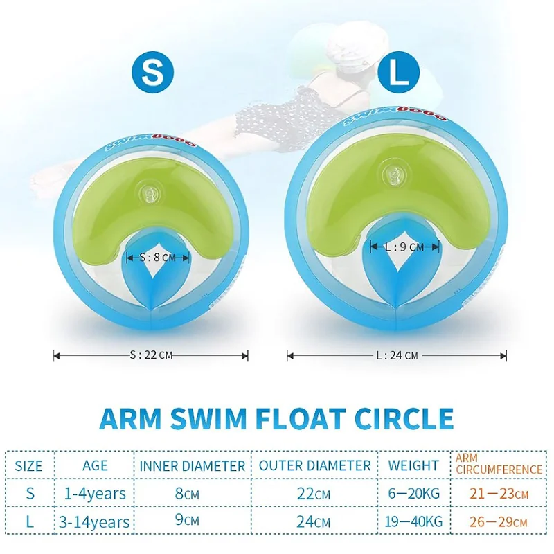 Swimbobo Children Swimming Arm Circle Boys and Girls Swimming Arm Circle Green Orange Thickened Inflatable Water Sleeve Toy 5