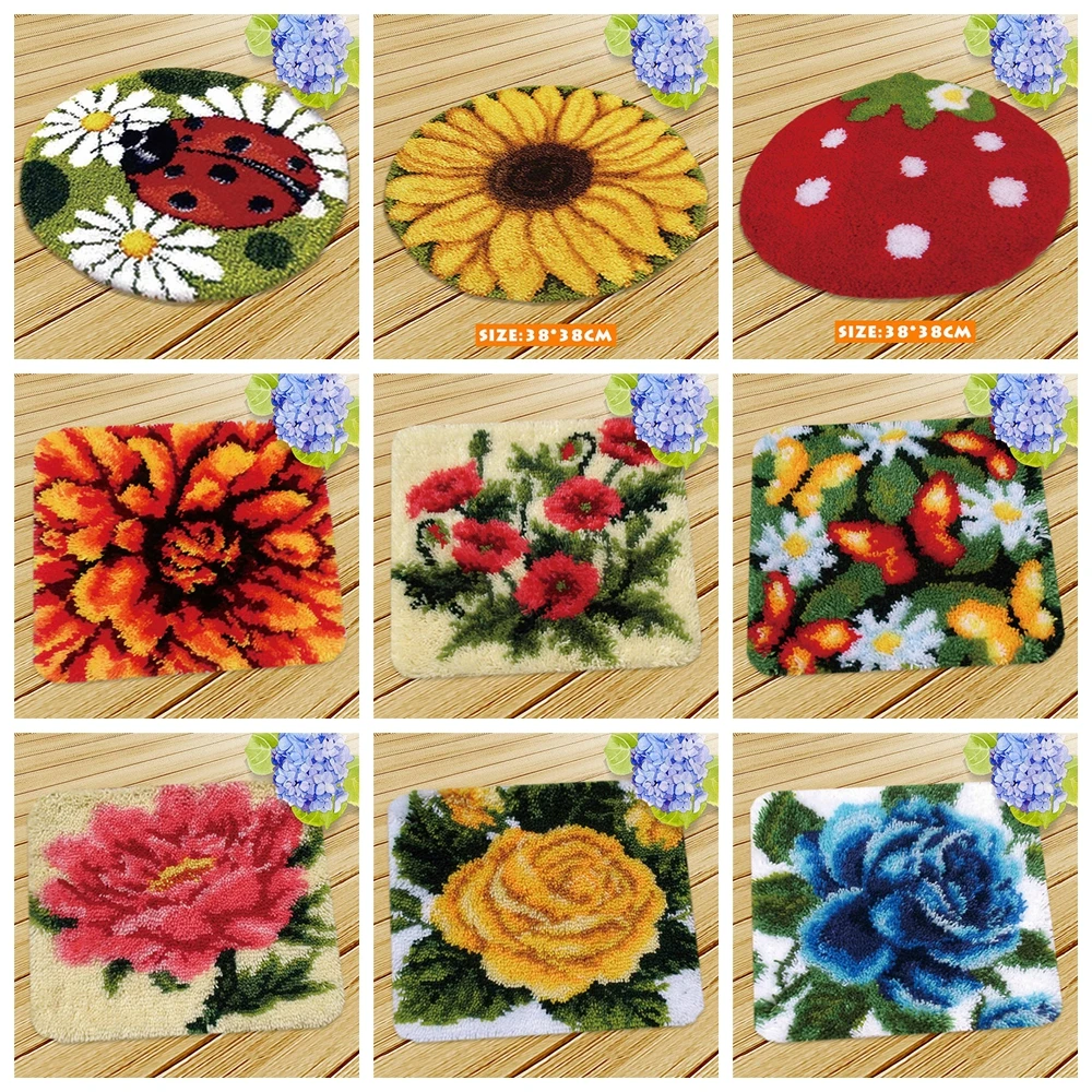 

Flower Plant Pattern Smyrna Rug Latch Hook Kit Klink Haak Tapijt Latch Hook Rug Kits Set For Needlework For Carpet Embroidery