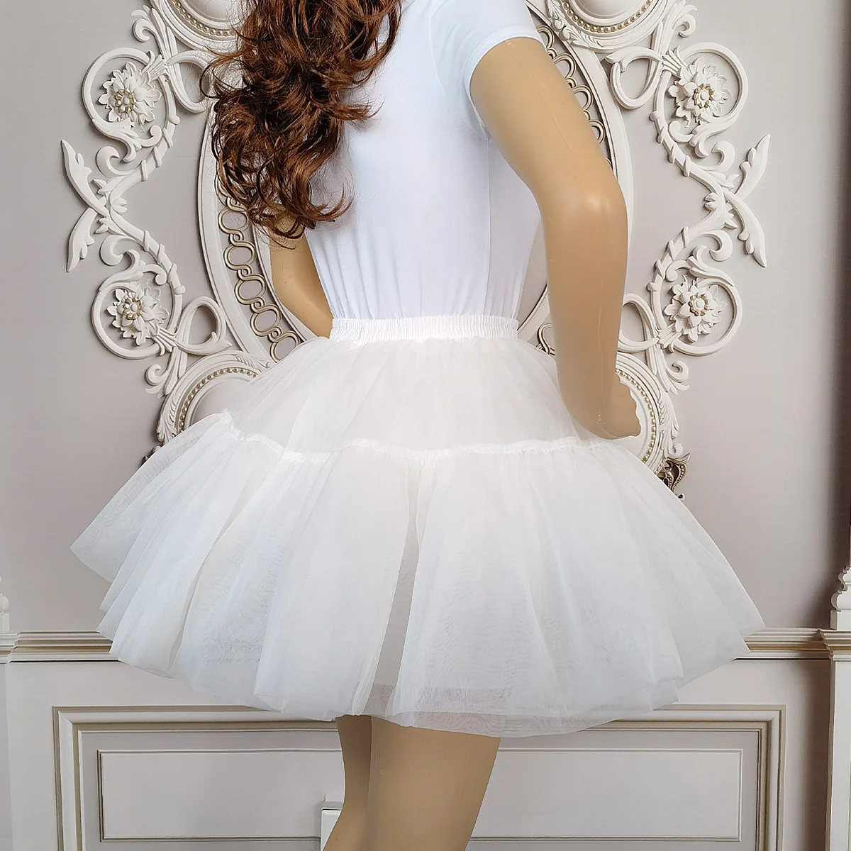 JIERUIZE Organza Ball Gown Short Halloween Petticoat Lolita Cosplay Short Dress Ballet Tutu Skirt Rockabilly Crinoline