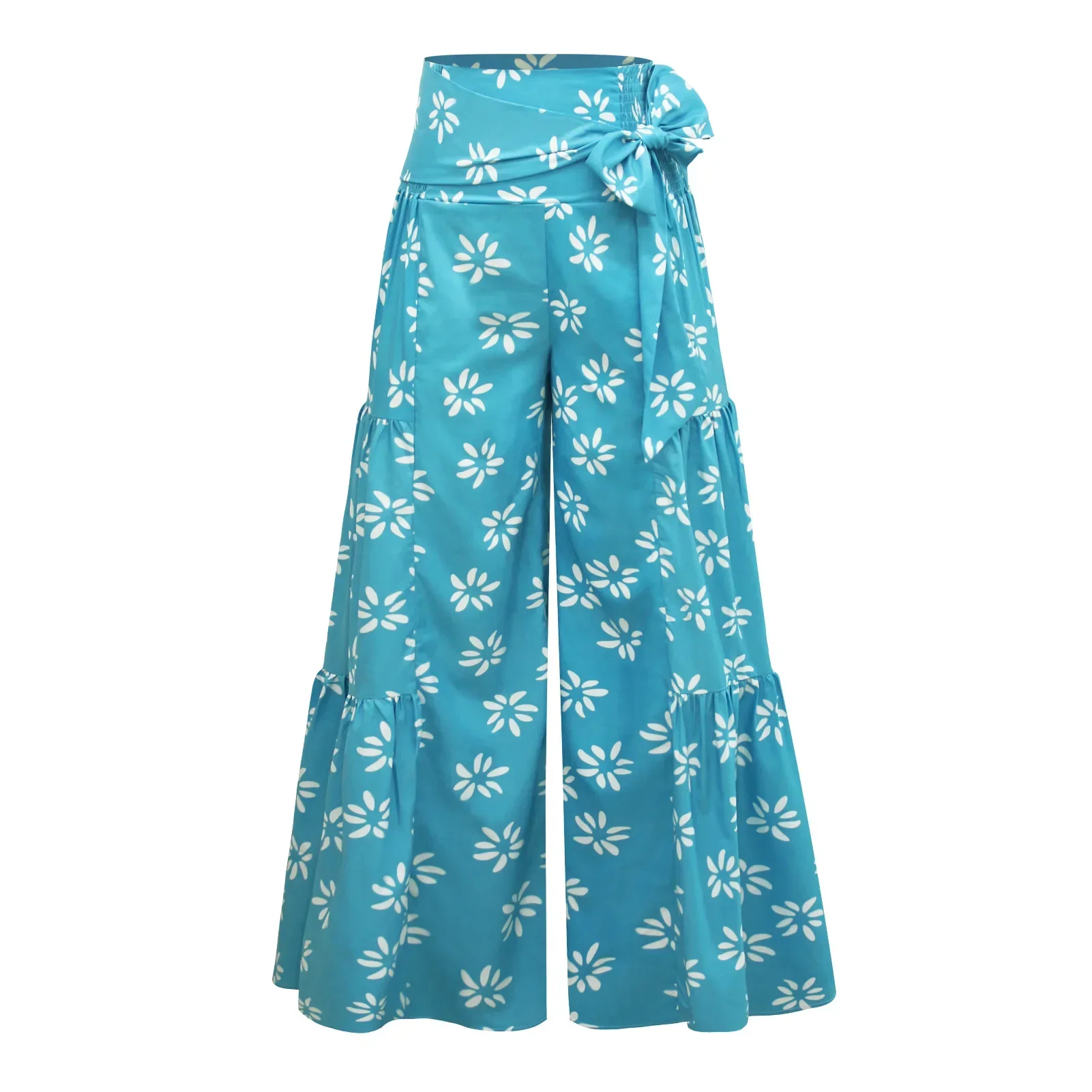 2022 new Women's High Waist Digital Print Fashion Oversized Wide Leg Pants Loose Y2k Trousers Beach Sports Pants Strap Pants