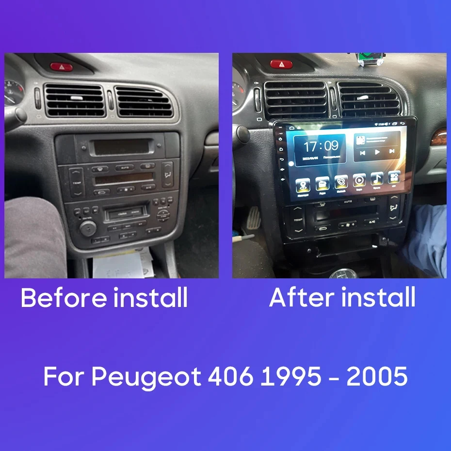 前後ドラレコ　ディスプレイオーディオ CarPlay Android auto Android 15 Auto Carplay For Peugeot 406 1995-2005 Stereo