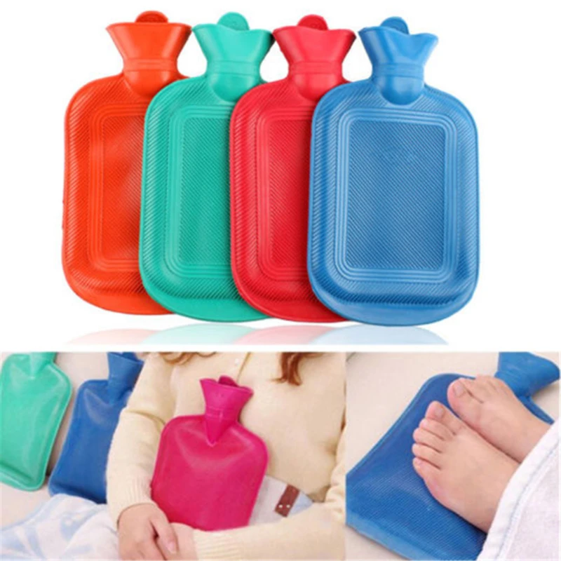 Bolsas gruesas de agua caliente para niñas, bolsa de agua caliente de goma portátil, calentador de manos, botella de agua caliente de bolsillo para pies de mano, Color aleatorio, Invierno