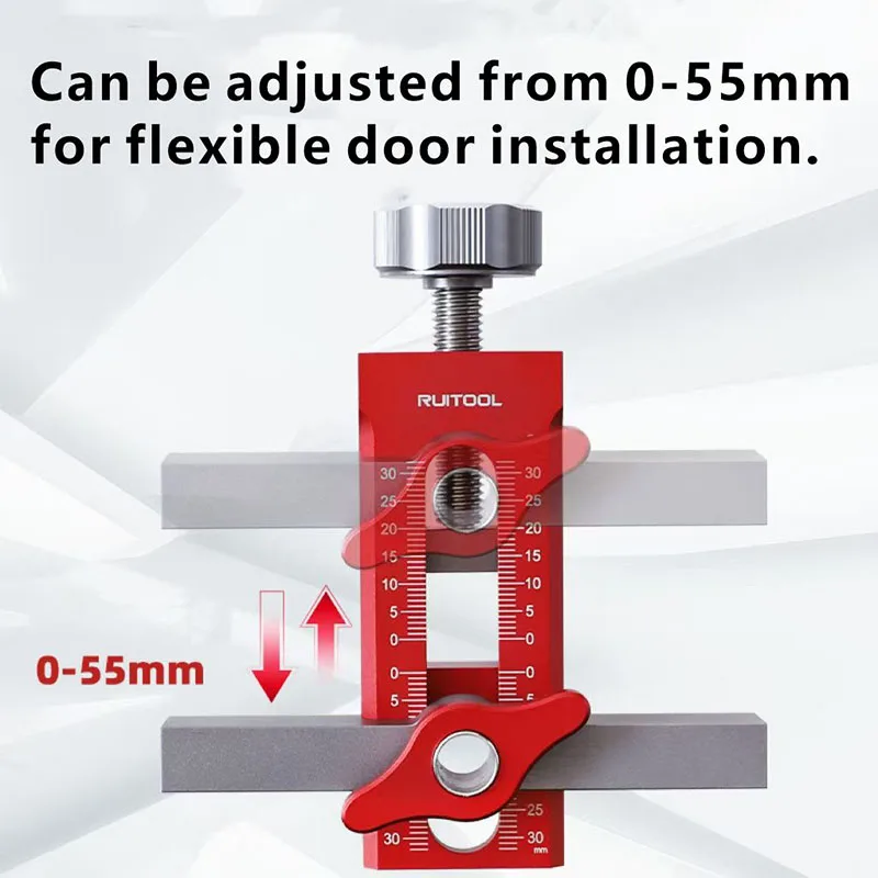 Carpentry Adjustable Aluminum Alloy Cabinet Door Lift & Drill Aid Jig Positioning & Hole Drilling Tool for Cabinet Installation
