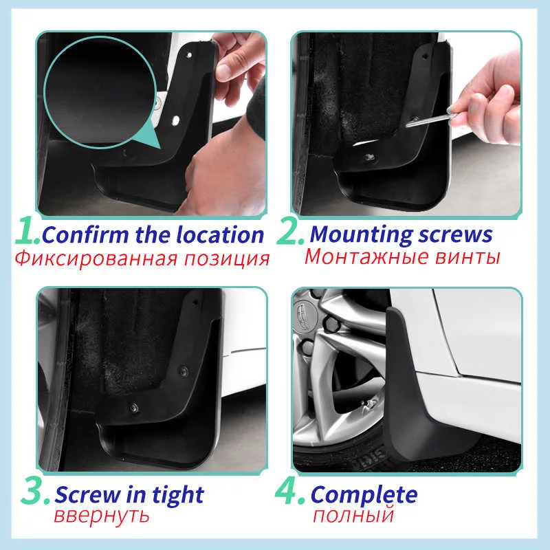 4 Stück Universal Schmutzfänger Schmutzfänger Spritzschutz Kotflügel vorne hinten für Volvo C30 S40 S60 S70 S80 V40 V50 V60 V70 XC70 XC90 – Detail 4