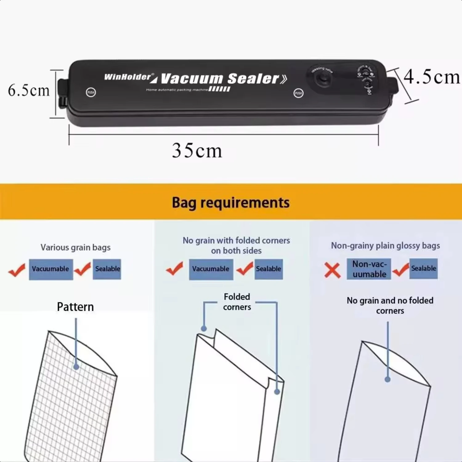 New Portable  3 IN 1 Vacuum Sealer Machine Automatic Food Preservation  Dry Wet Vaccum Packing with Free 10 Sealing Bags 3