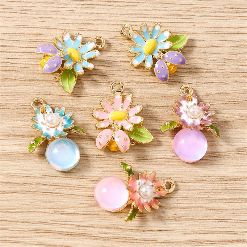 10 Stück süße Emaille-Marienkäfer-Blumen-Charms-Anhänger für Halsketten, Ohrringe, Armbänder, DIY, handgefertigtes Kunsthandwerk, Schmuckherstellung, Zubehör – Detail 12
