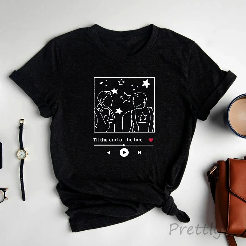 

I'm with You Till The End of The Line T Shirts Graphic Print Bucky Barnes Winter Soldier Tshirt Funny Woman Printed Tshirt Tops