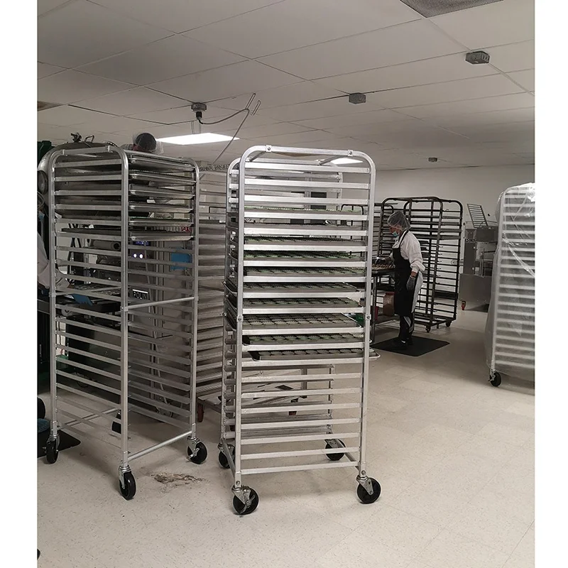 Hotel & Restaurant Supplies Stainless Steel Rotary Bakery Trolley Oven Rack  Kitchen Food Bread Baking Tray Trolley Storage Shelf