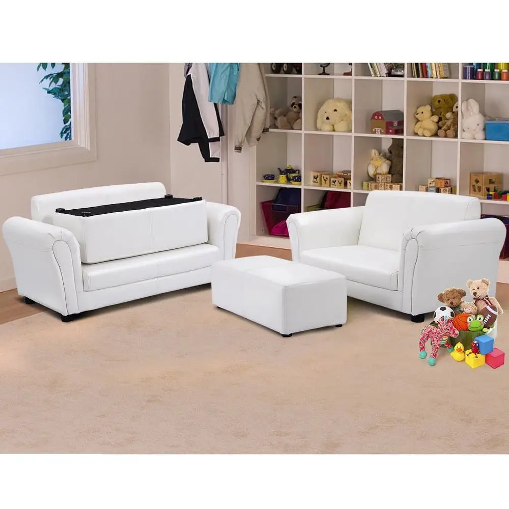 White Kids Sofa Armchair with Ottoman Comfortable Children Lounge Chair Great Reading Watching TV Playroom Birthday Gift 3