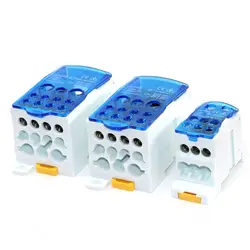 Din Rail Terminal Block Distribution Power Wire Electrical Connector Split Junction Box - UKK250A (BLUE)