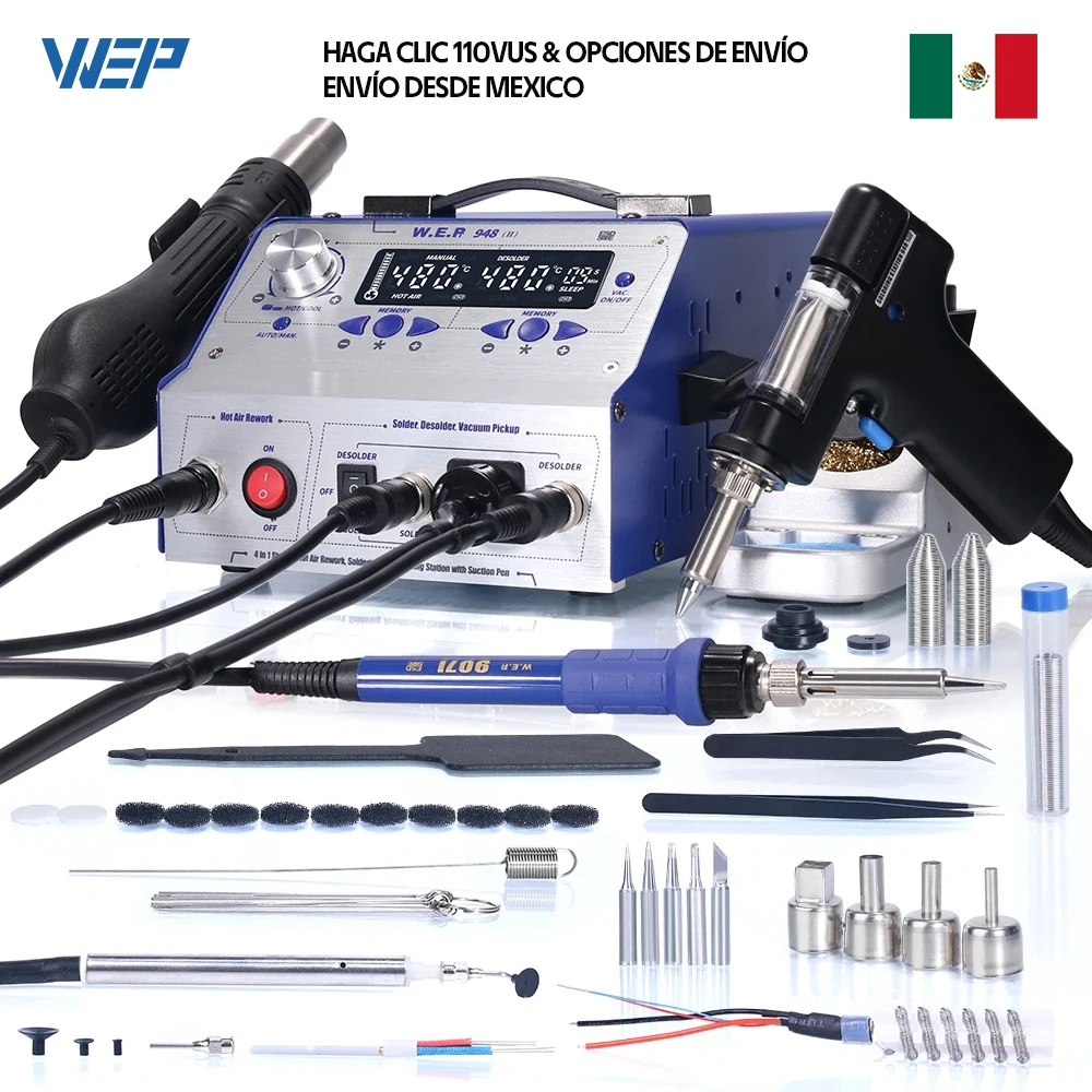 WEP 948-II Rework Station Hot Air Gun Sucker Tin Gun Soldering Iron Suction Pen Soldering Station 3 in 1 BGA Welding soldering iron hot air gun soldering station soldering tool