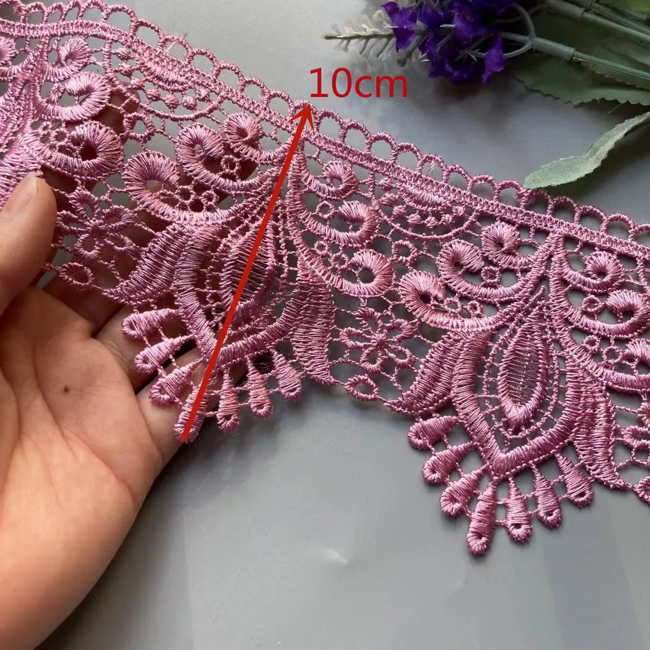

2 Yards Purple Embroidered Flower Lace Ribbon Trims for Costumes Sofa Home Textiles Curtain Trimmings Dress Edge Applique 10cm
