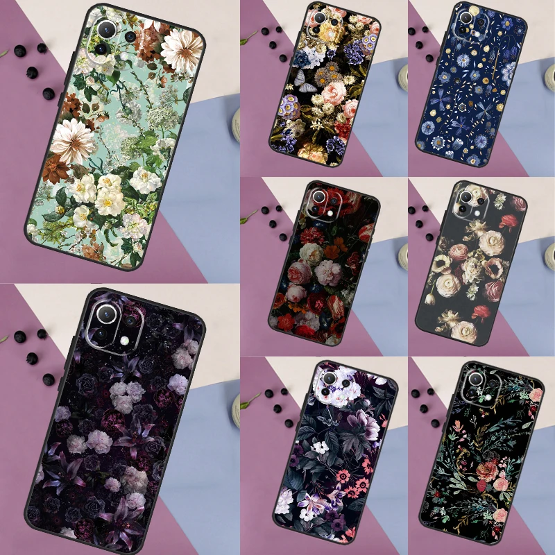 Custodia Floreale Midnight Per Xiaomi 13 14 11T 12T 13T Pro 12 Lite 12X Poco X3 X5 Pro F3 F4 X4 M5S C65 F5 Cover