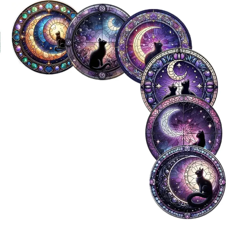 Description Picture 5 of itemA 6-piece set of cute little cat pattern series color-printed coasters is perfect for home dining tables and Christmas gifts