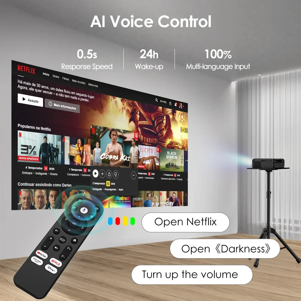 4K Projector Native 1080P Full HD Video Home Theater Compatible with TV Stick Smartphone/HDMI/USB for Indoor & Outdoor Use