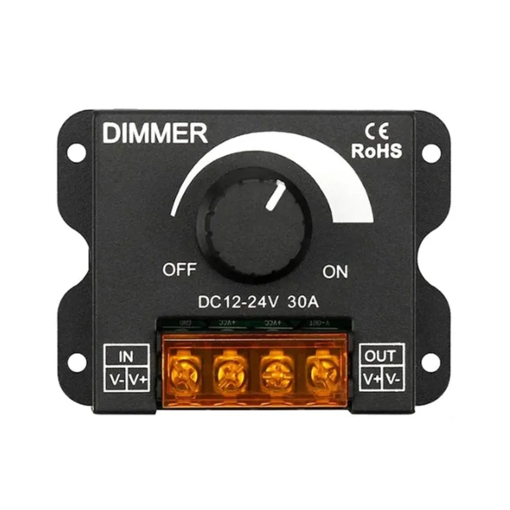 DC 12V 24V LED Dimmer Switch 12 24 V Volt 30A 360W Voltage Regulator Adjustable Controller For LED Strip Lamp Dimming Dimmer