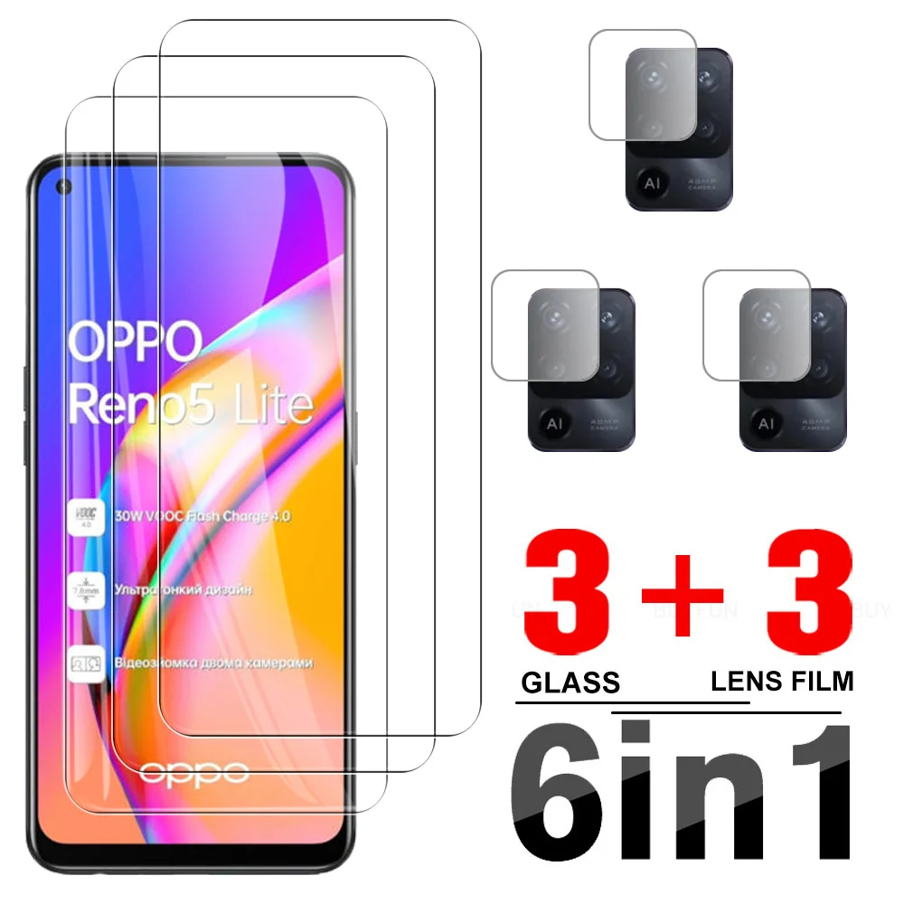 6in1 Camera Lens Protective Film For Oppo Reno 5 Lite Clear Tempered Glass oppo reno 5lite 5F 4G 5G 4Lite Screen Protector | Мобильные