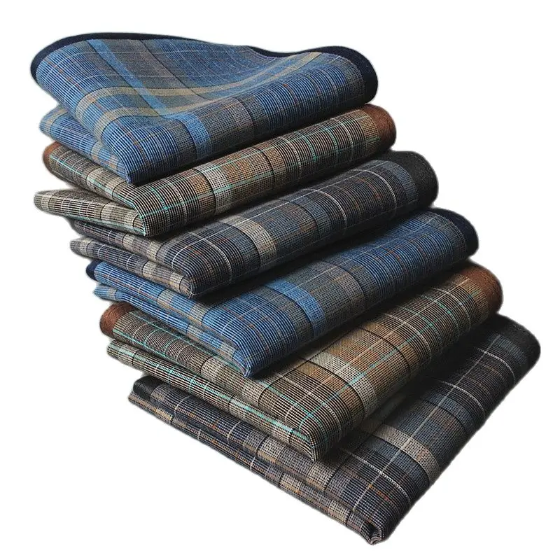 Classic Vintage Plaid Stripe Handkerchief for Men Hanky Pocket Squares 100% Cotton Business Casual Chest Towel 12Pcs Lot hand towels pocket towels