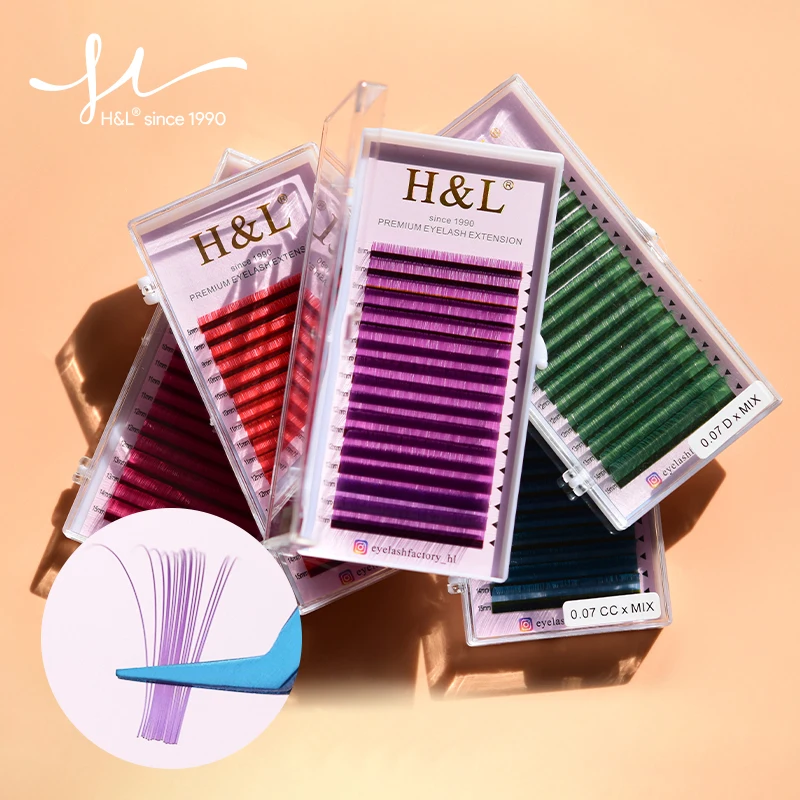 

16 rows H&L lashextension lashfans colorlash hybridlash lashcolor eyelash silklash volumelash High quality colored eyelashes