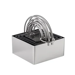 5 - Piece Stainless Steel Round Biscuit & Cookie Cutter Set with Handle, Professional Baking Tool (Square)