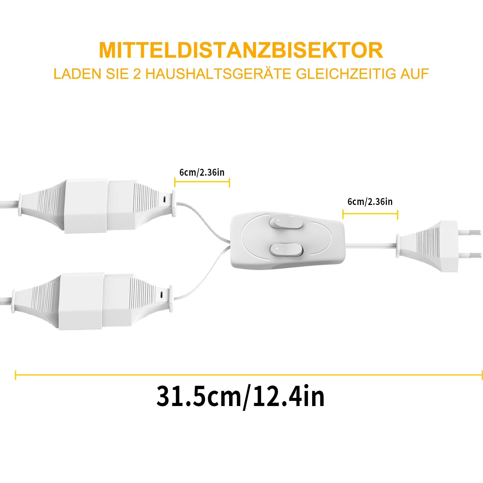 Dual Plug Power Extension Cable with Dual Switch - Safe & Compact Design