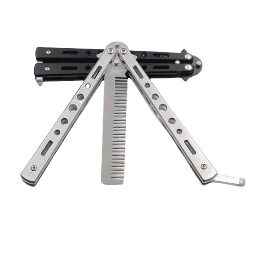 Dog Grooming Comb Foldable Comb Stainless Steel Butterfly Knife Comb Beard Moustache Brushe Salon Hairdressing Carry Around Portable Styling Tool