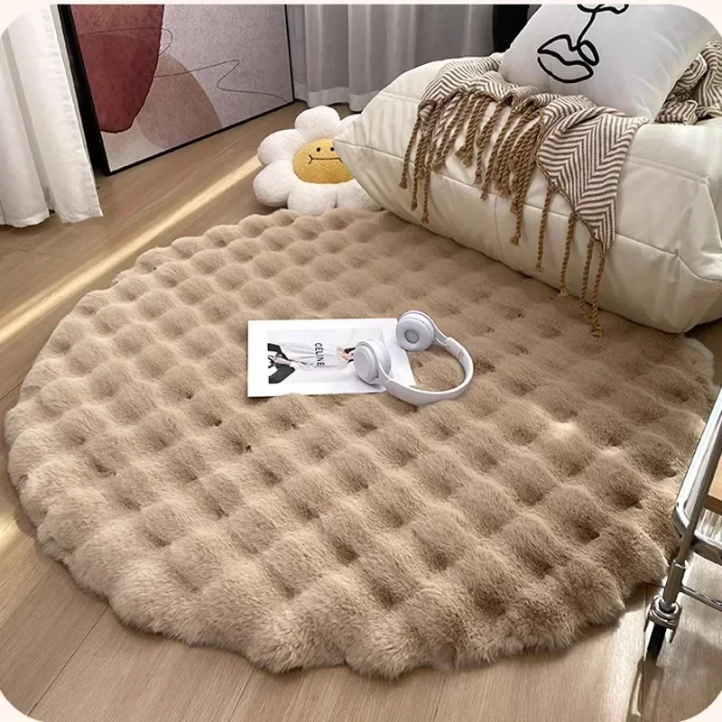 Plush Round Carpets for Living Room Floor Mat Soft Area Rugs Bedroom Bedside Fluffy Mat Non Slip Shaggy Rug Room Decor 2024