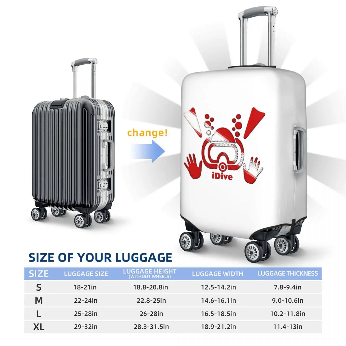 IDive Dive Flag Scuba Diving Luggage Cover Funny Diver Suitcase Protector Covers Suit For 18-32 inch