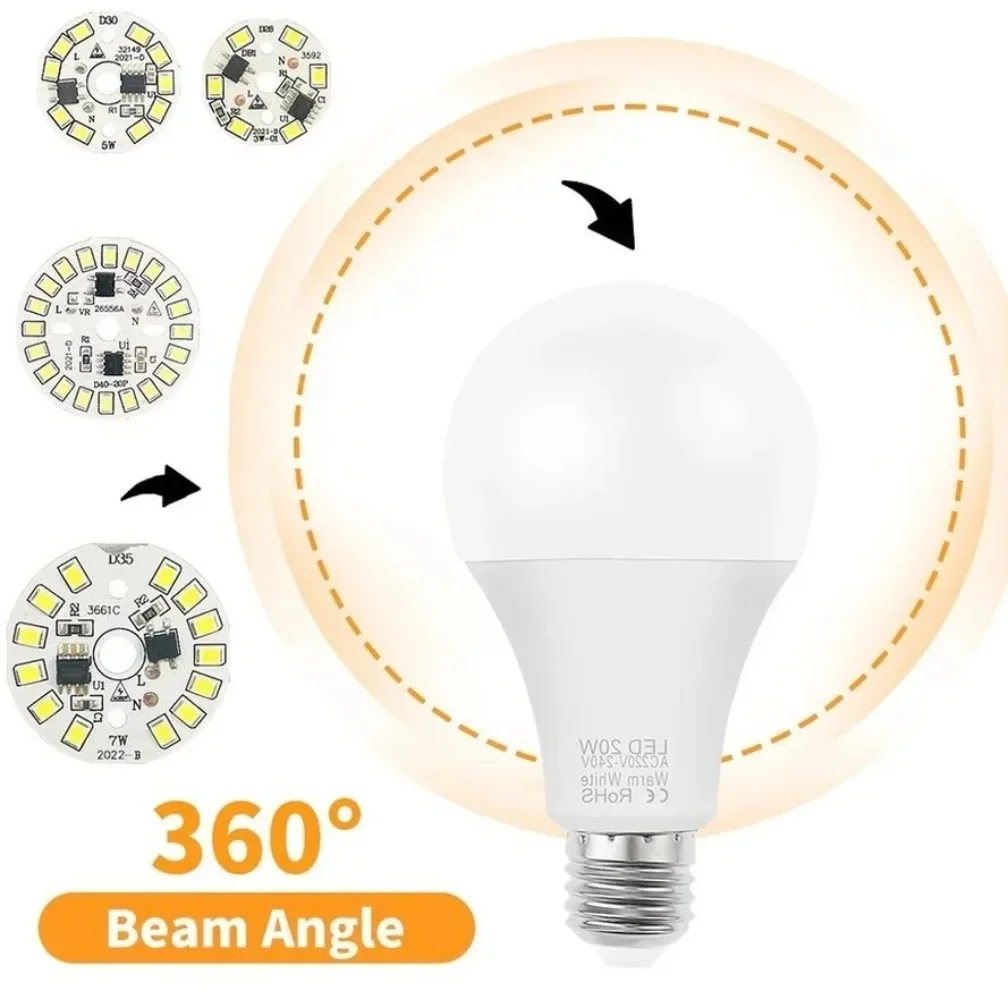 SeeMpp LED 칩 램프 전구 3W 5W 7W 9W 12W 15W 18W LED 라운드 전구 칩 라이트 비즈 AC 220V-240V 조명 스포트라이트 전구 칩