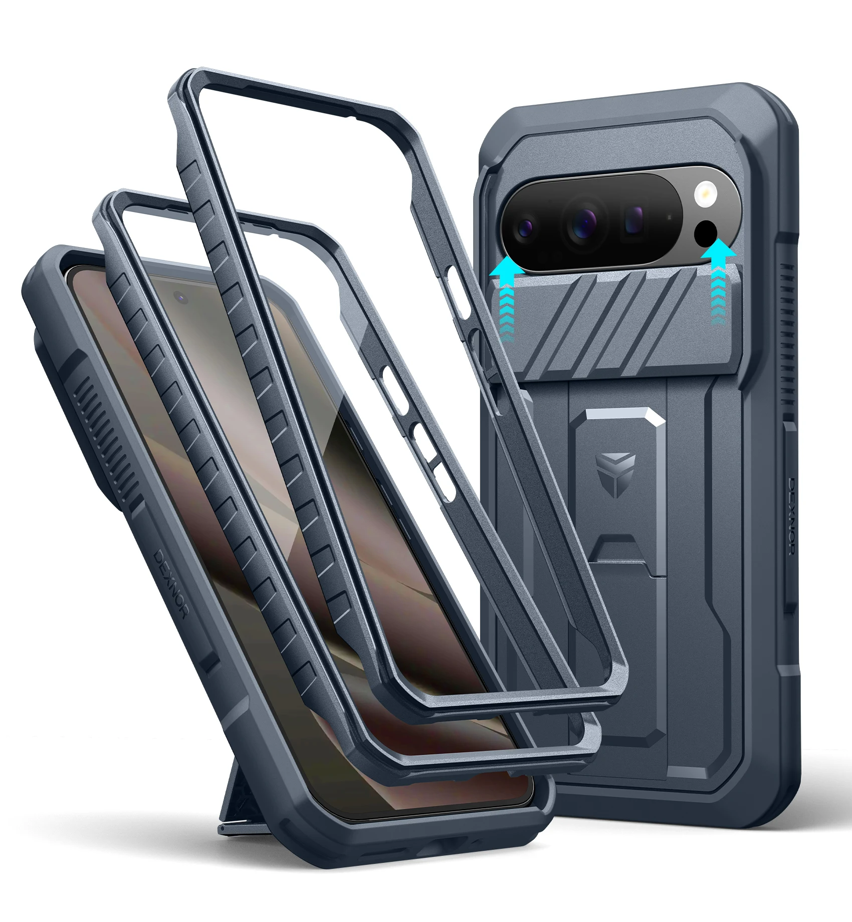 Slide Camera Cover & Screen Protector Kickstand Rugged Shockproof Case