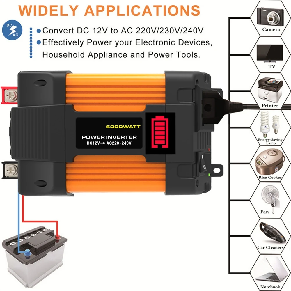 500W 전력 인버터 12V 220V 50Hz 수정된 사인파 범용 야외 전자 충전 변환기(2개의 USB 고속 충전 포함)