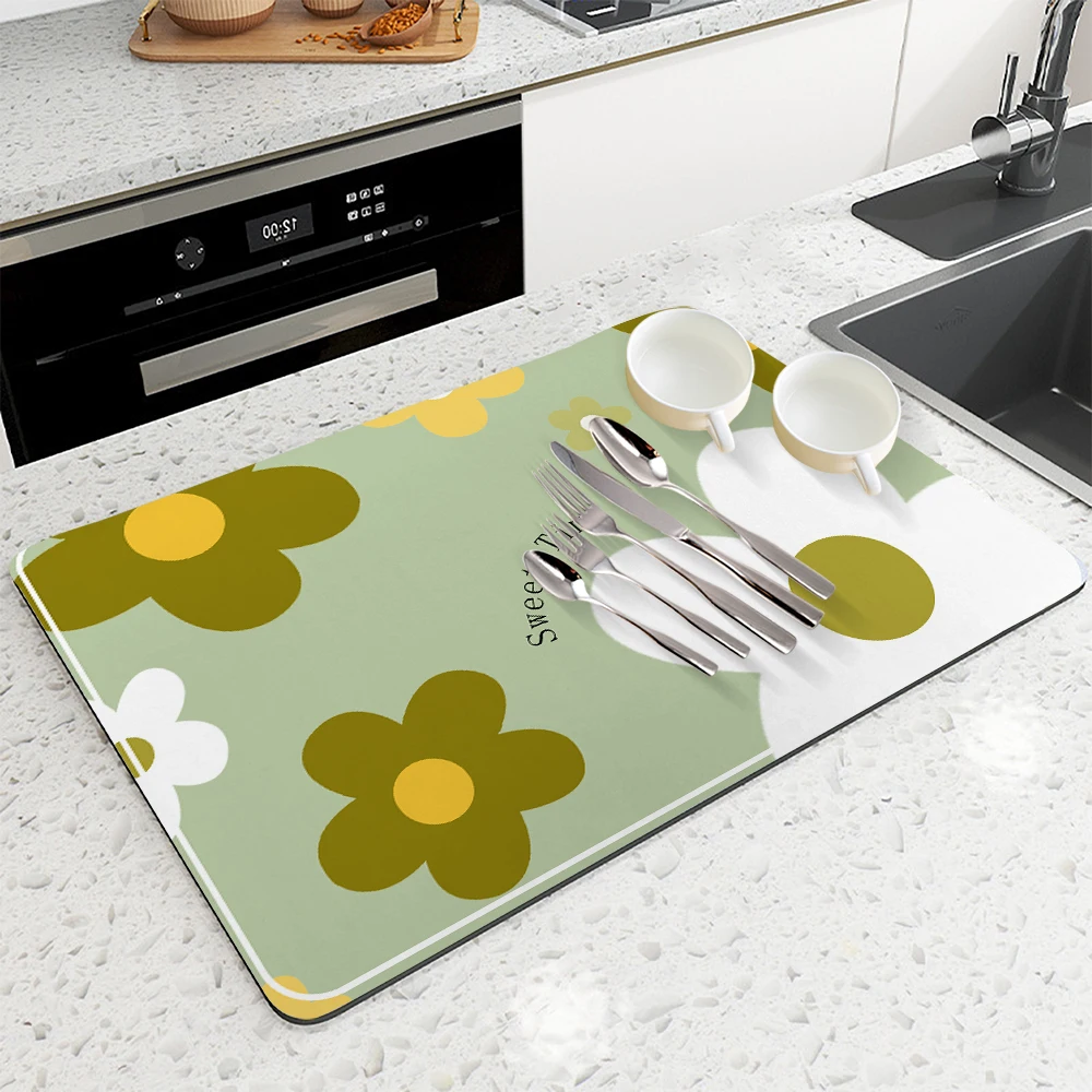 Flower Expandable Dish Drying Mats Large Cute Kitchen Silicon