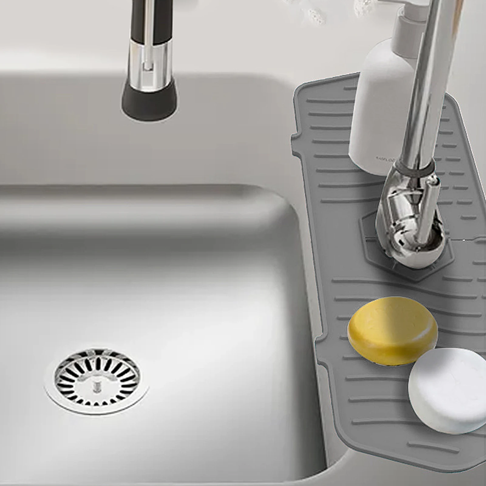 Silicone Faucet Water Catcher Mat Splash Guard for Sink Faucet Reusable