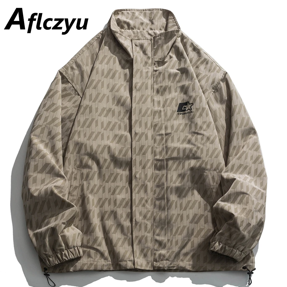 Vintage Harajuku Cargo Jacket Men Spring Autumn Loose Windbreak Jackets Male Outerwear Camping Jacket
