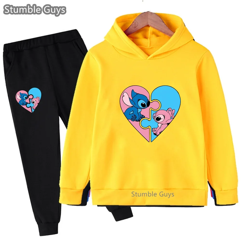 Disney Anime Stitch Hoodie Set Girls Children Cartoon Clothes Kid Boys Lilo Stitch Sweatshirt Manga Hoody Baby Casual Tops - Image 6