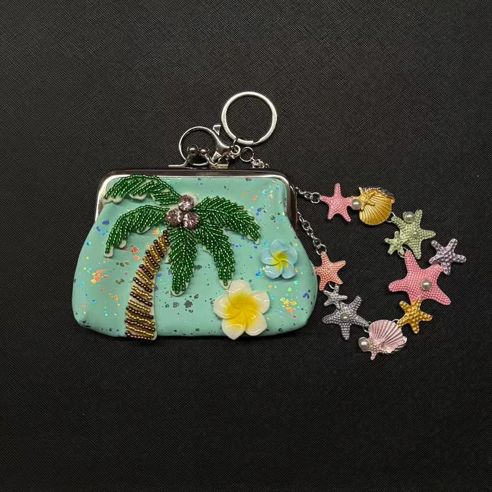 Charming Vintage-Inspired Y2K Lace Coin Purse with Rose Details and Hanging Pendant