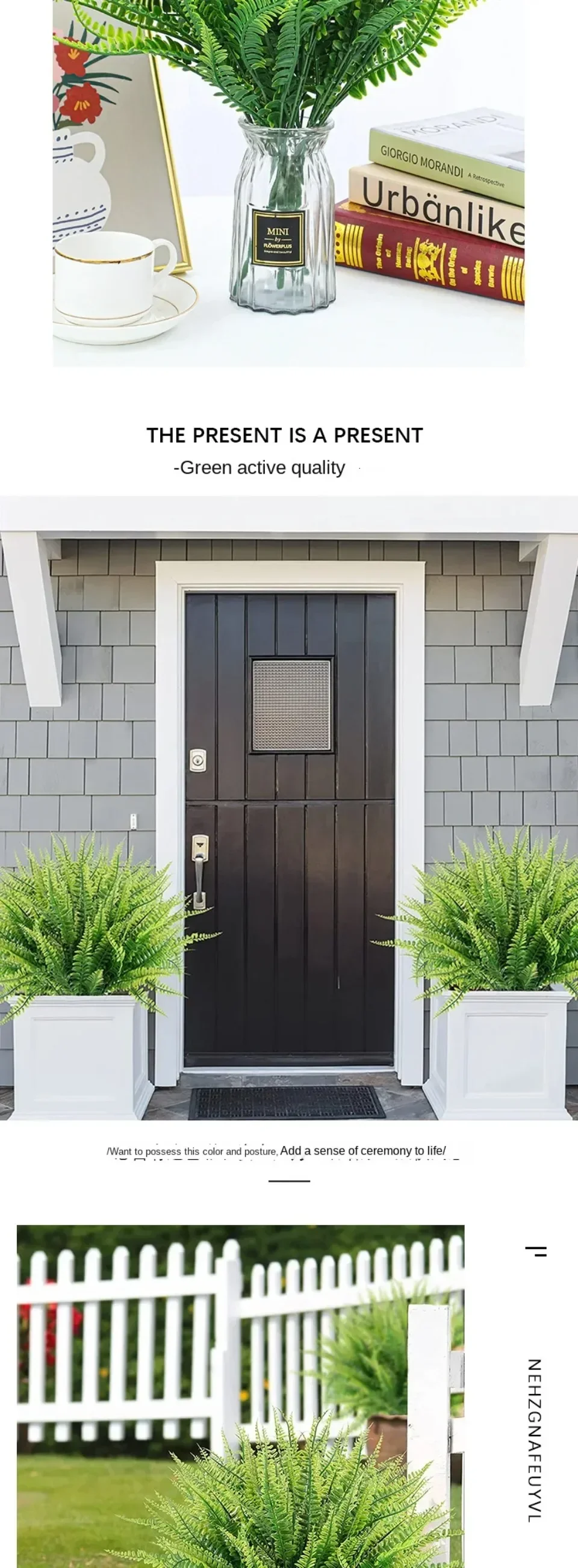 2-32 Stück UV-beständige künstliche Boston-Farnpflanze zum Aufhängen von Körben, Hochzeit, Haus- und Gartendekoration, lebensechter gefälschter Farn – Detail 4