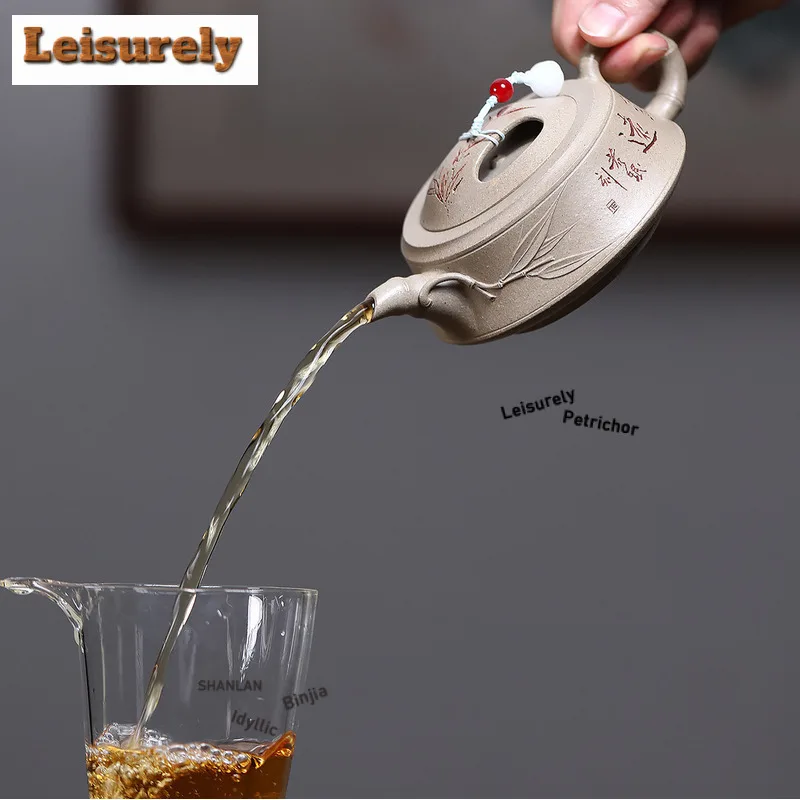 230ml Classic Yixing Purple Clay Teapots Handmade Bamboo Segment Pot Raw Ore White Segment Mud Kettle Zisha Tea Set Tea Services