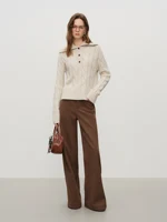 FSLE Vintage Relaxed Drape Straight Casual Tros Herringbone Fabric for Women Winter 2025 New Arrival Slimming Effect Pants - Image 2