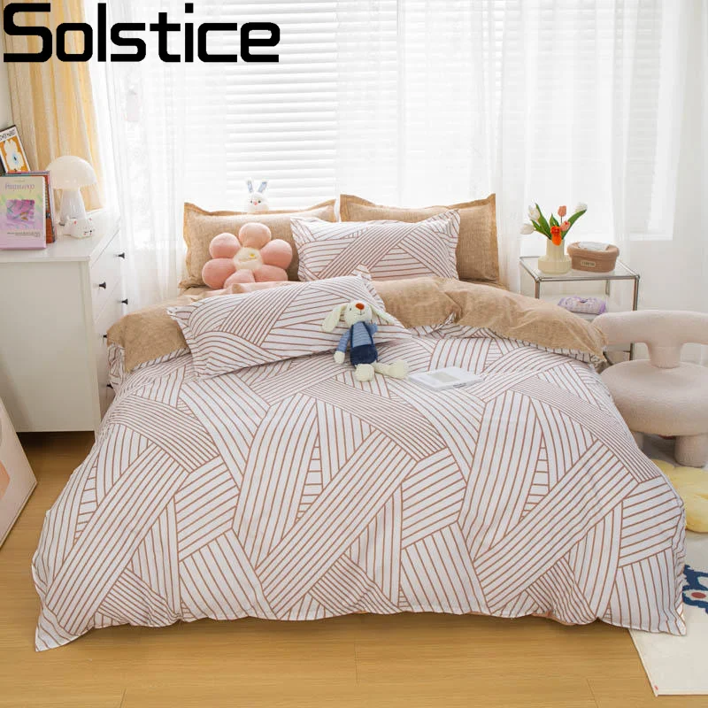 Solsticio Textiles para el hogar y conjuntos de ropa de cama Funda de edredón Funda de almohada Sábana Símbolo de amor rosa de dibujos animados King Queen Twin|Juegos de ropa de