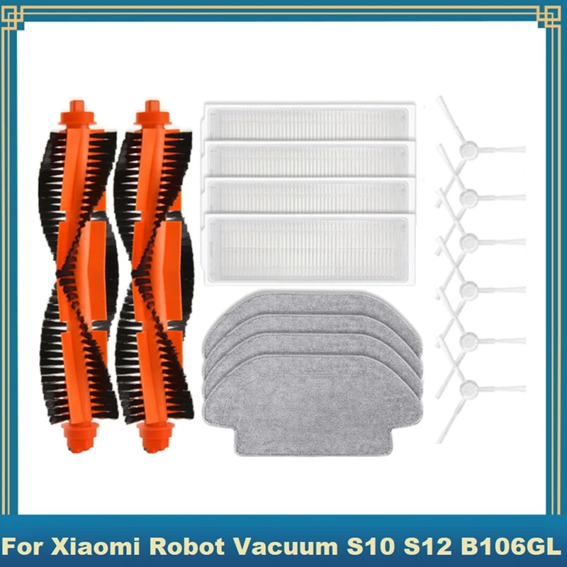

16Pcs For Xiaomi Robot Vacuum S10 Xiaomi Robot Vacuum S12 B106GL Parts Accessories Main Side Brush Hepa Filter Mop Cloth