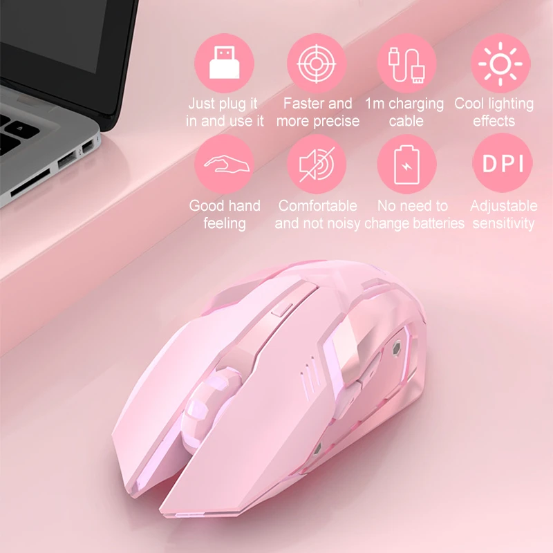 Беспроводная игровая беззвучная мышь EWEADN 2 4G с четырехцветной подсветкой