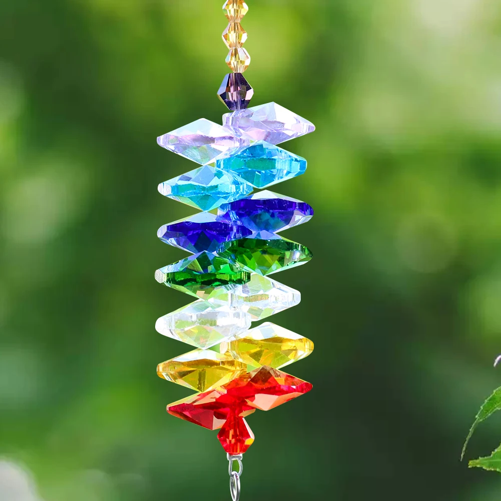 Muy Bien Chakra Rainbow Crystal Prism Sun Catcher Ball Pendulum Feng Shui Pendant Chandelier Parts DIY Hanging Home Garden Decor