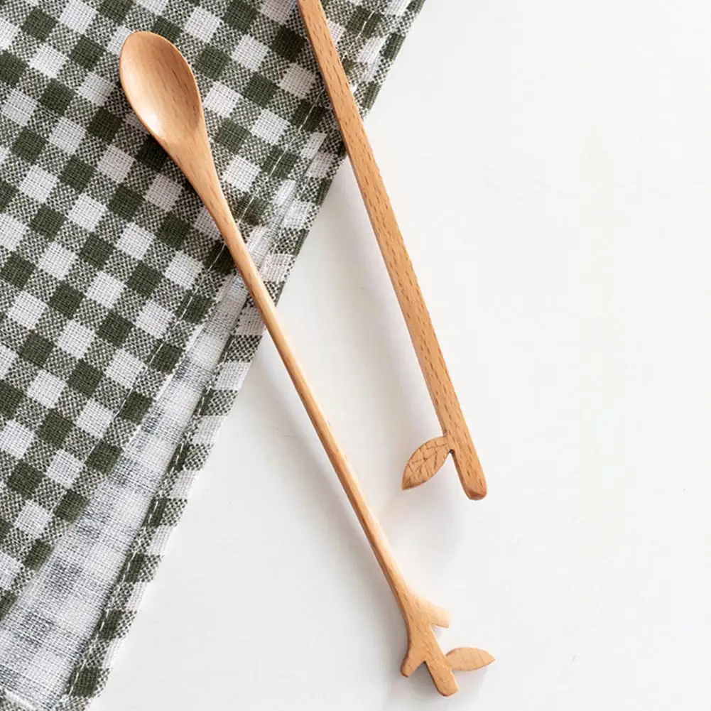 Lightweight Good Wooden Twig Shaped Mixing Spoon 2 Styles Stirring Spoon BPA Free for Household
