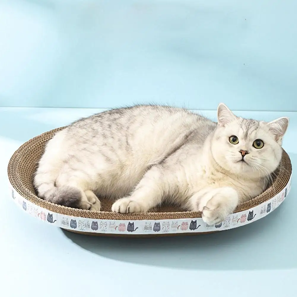 Rundes Katzenkratzbett, langlebiges Kratzbrett aus Wellpappe, nicht fusselnd, für große Katzen, Krallenpflege, Ruhezubehör, Geschenk – Detail 9