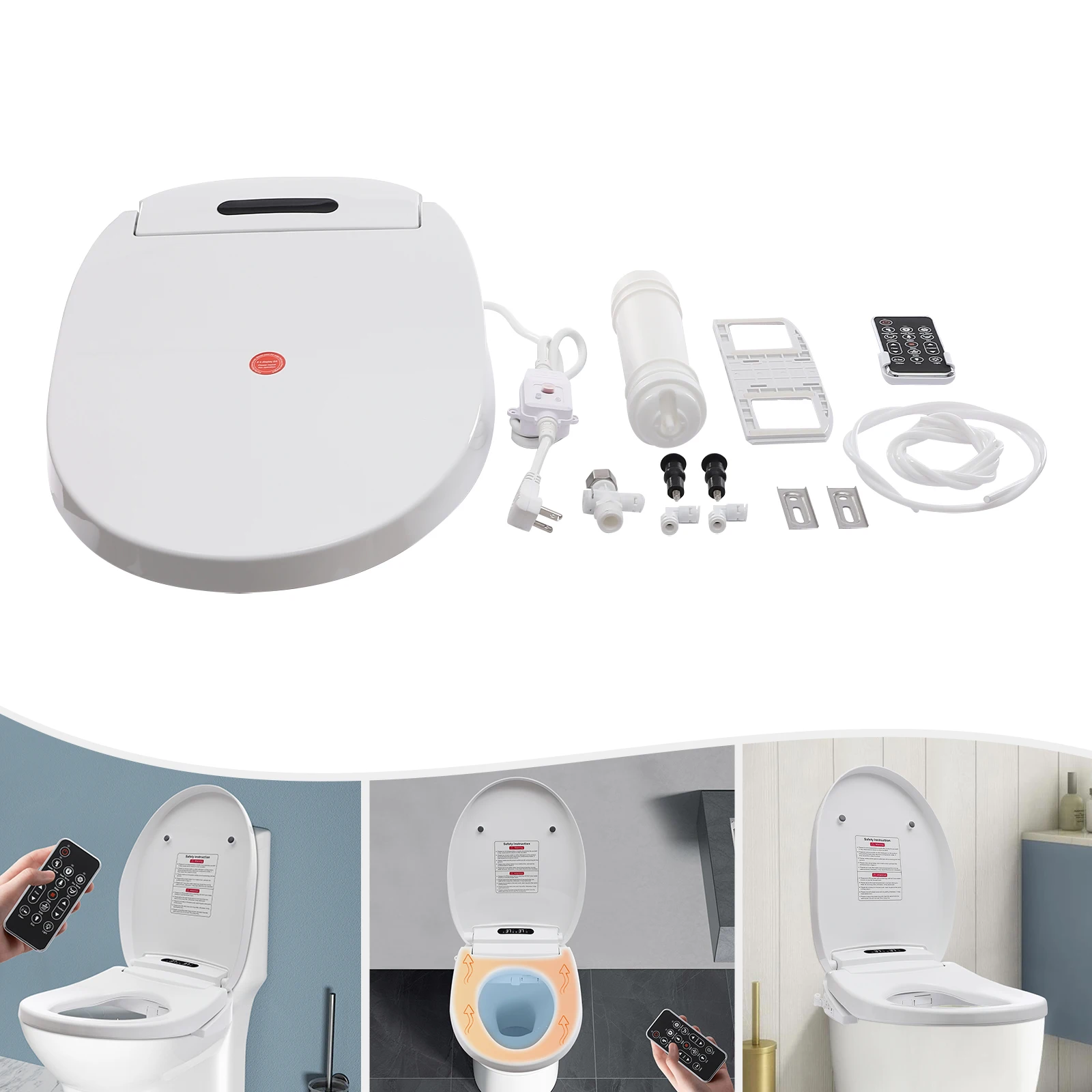 Intelligent Toilet Cover Seat Adjustable Seat Heating Function IPX4 Waterproof For Bathrooms, Toilets